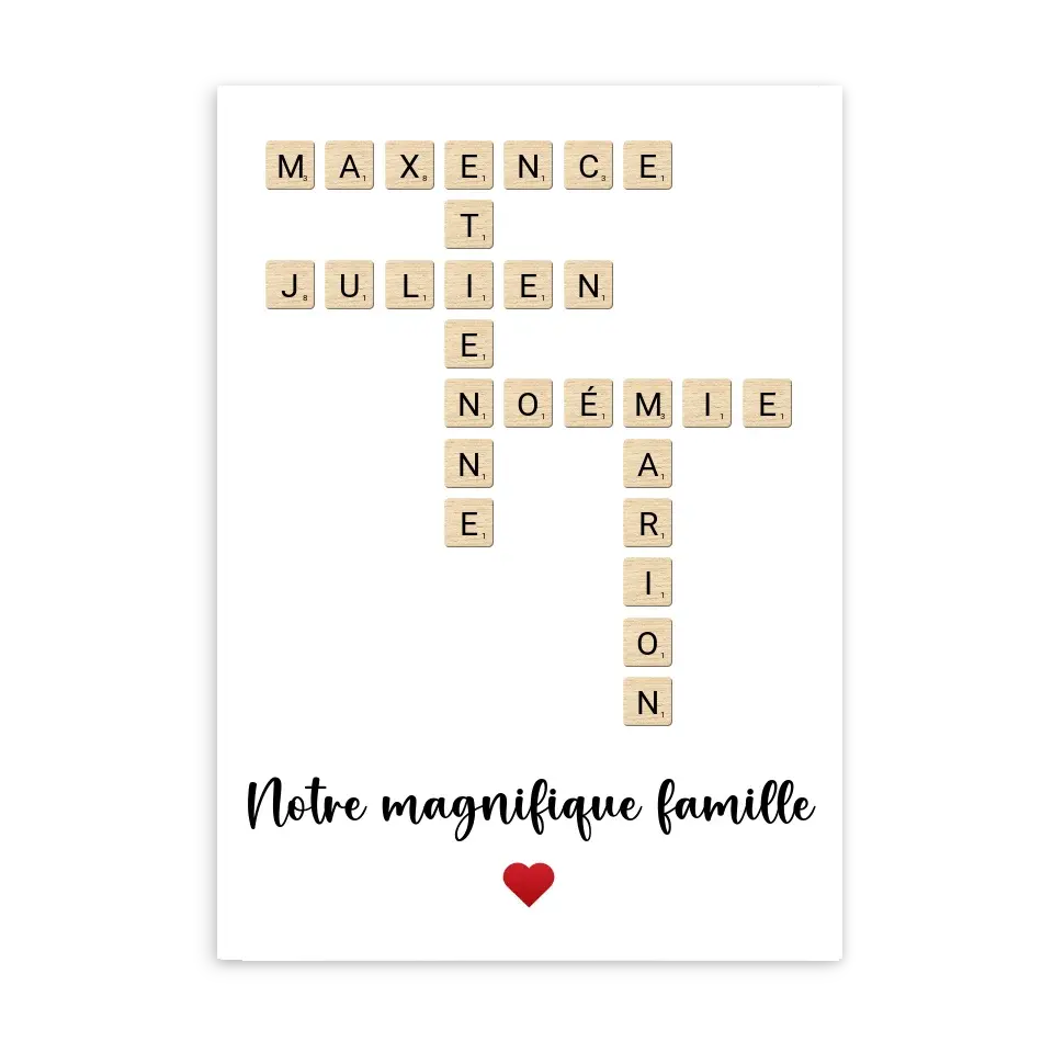 Scrabble Famille - Affiche personnalisée